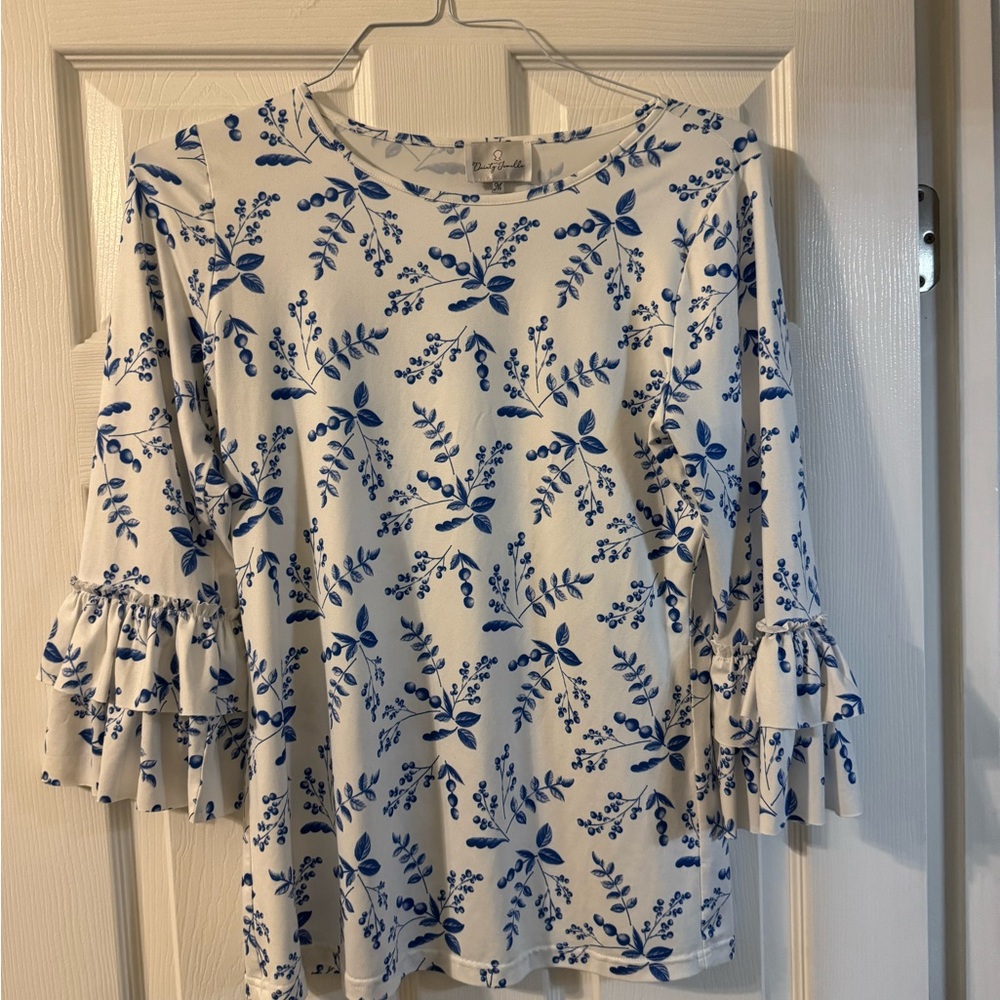 Dainty Jewells Blue Floral Long Sleeve Top